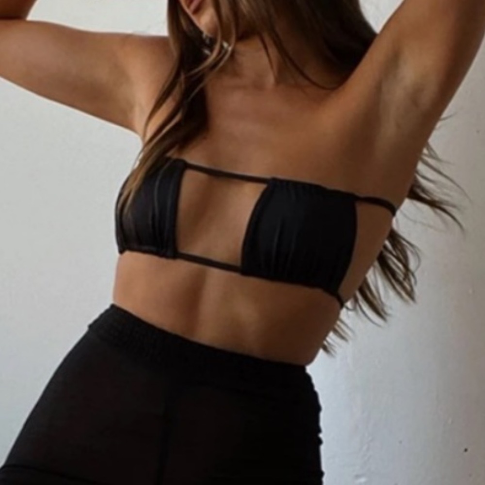 We Wore What Ruched Bandeau Bikini Top